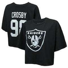 Maxx Crosby Las Vegas Raiders Majestic Threads Women's Swarovski Crystals Boxy Cropped Name & Number T-Shirt - Black - NFL
