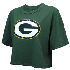 Jordan Love Green Bay Packers Majestic Threads Women's Swarovski Crystals Boxy Cropped Name & Number T-Shirt - Green - NFL