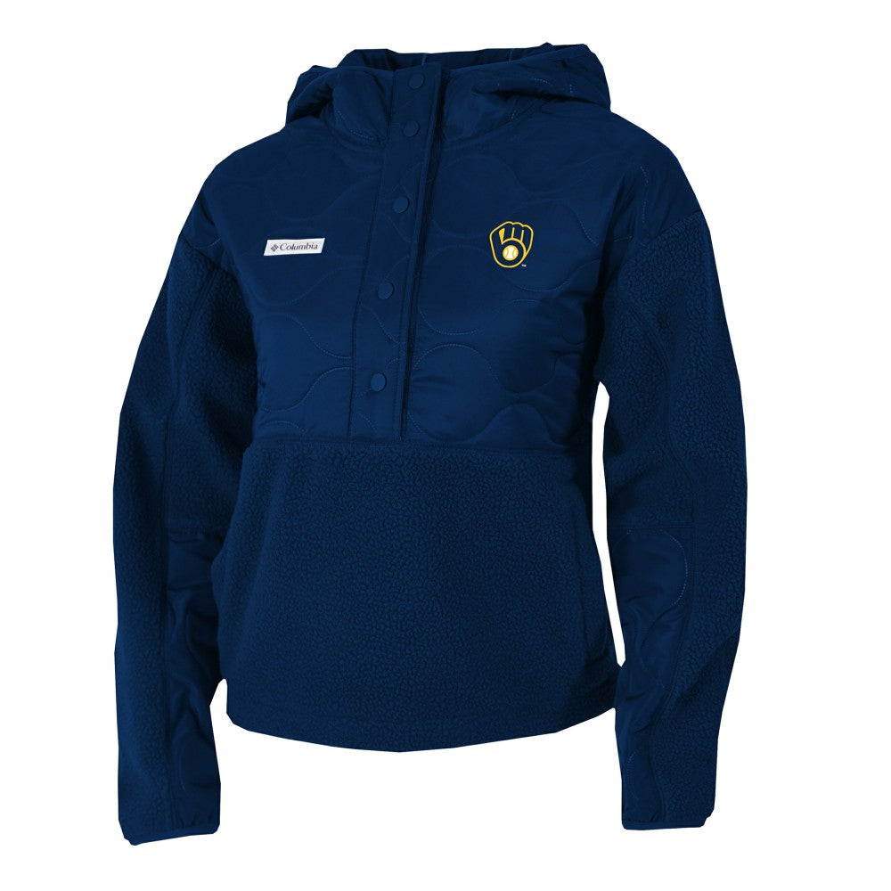 Milwaukee Brewers Columbia Women's Cloud Point Hooded Fleece Half-Snap Pullover Jacket Outlet
