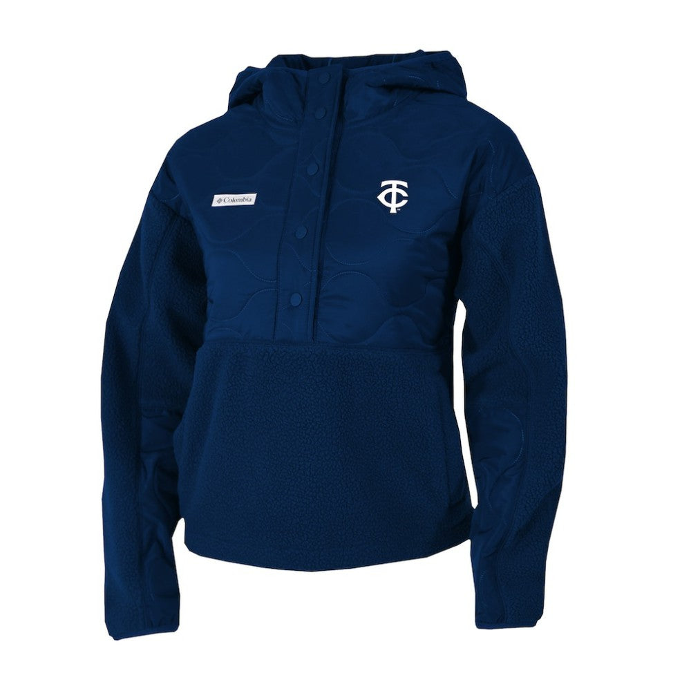 Minnesota Twins Columbia Women's Cloud Point Hooded Fleece Half-Snap Pullover Jacket Sale