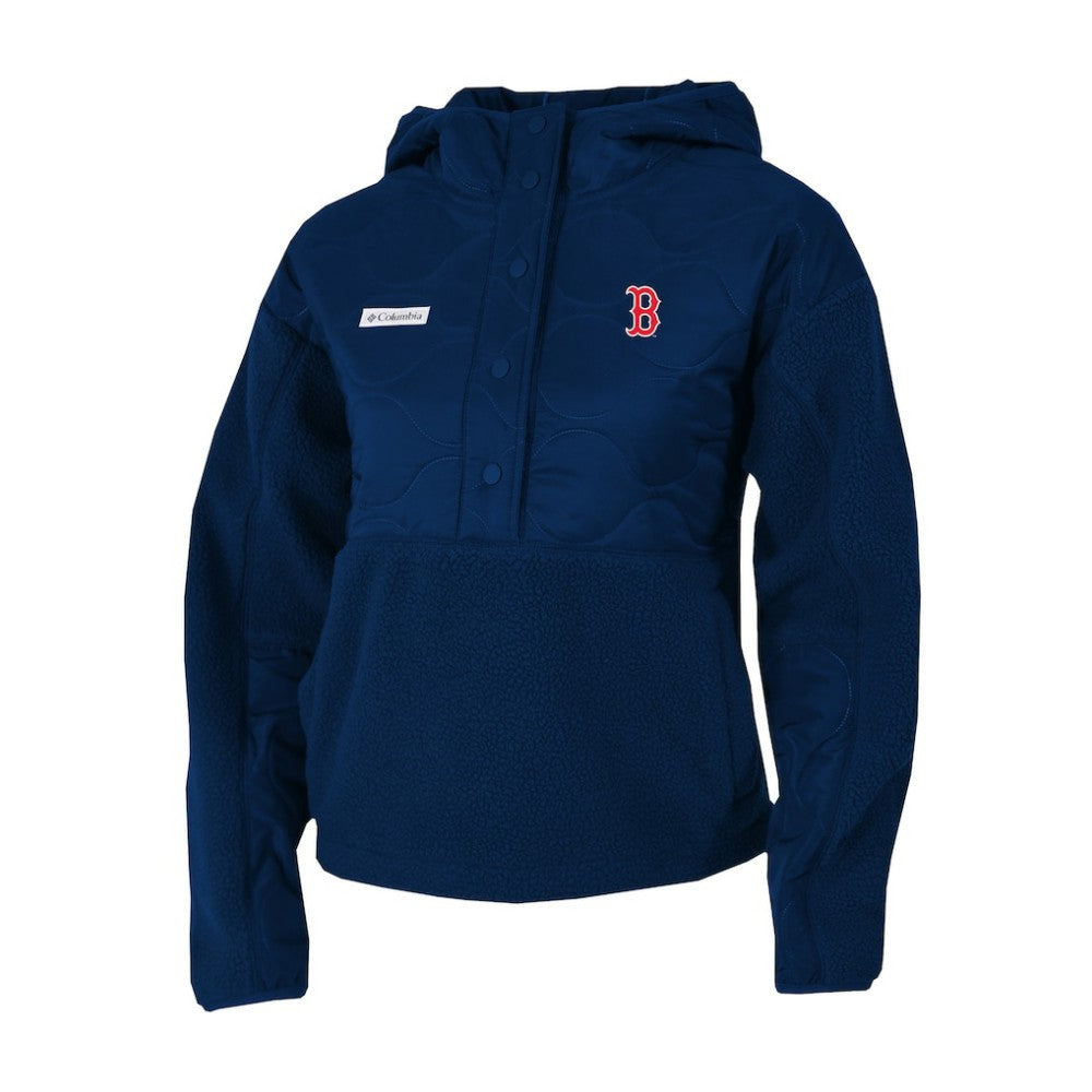 Boston Red Sox Columbia Women's Cloud Point Hooded Fleece Half-Snap Pullover Jacket Sale