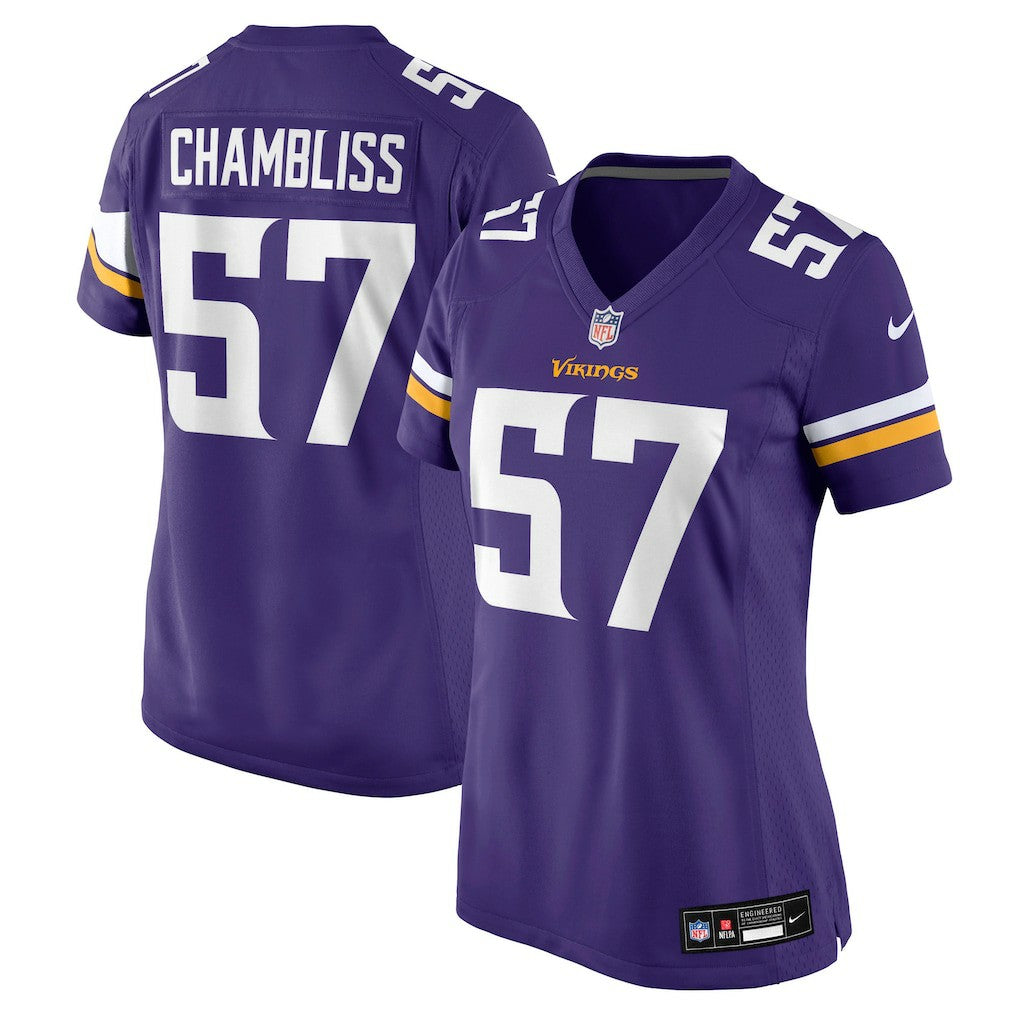 Chaz Chambliss Minnesota Vikings Women's Team Game Jersey - Purple - Nike