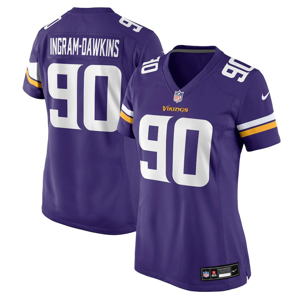 Tyrion Ingram-Dawkins Minnesota Vikings Women's Team Game Jersey - Purple - Nike