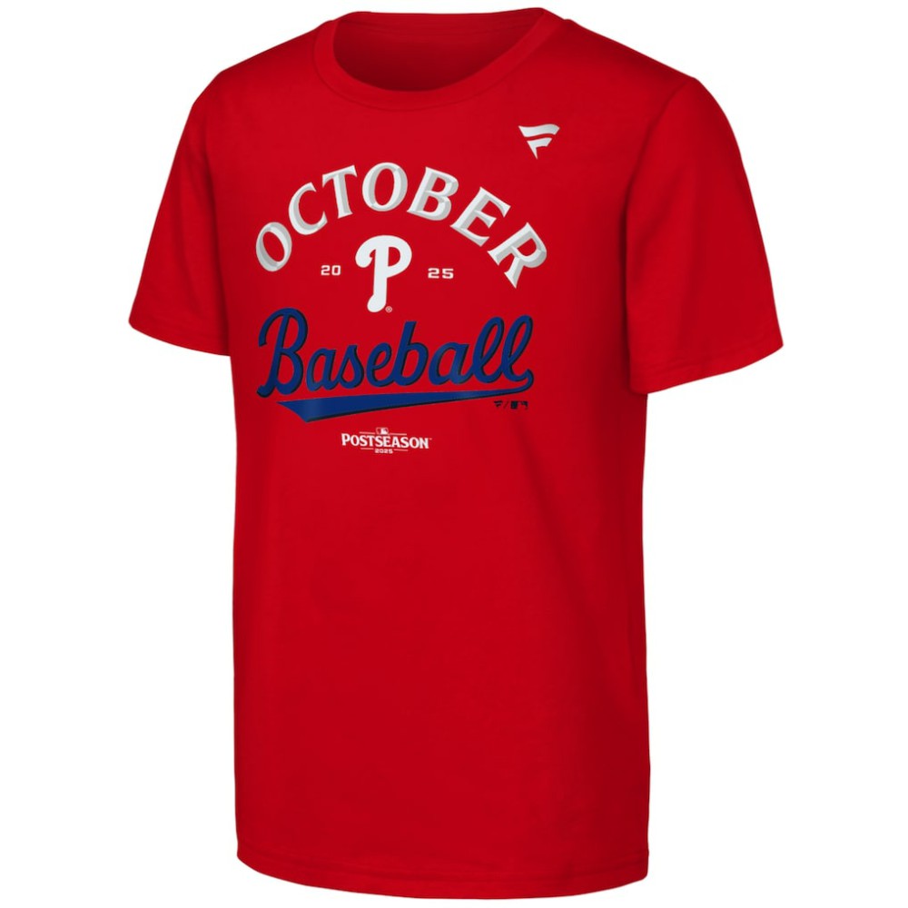 Philadelphia Phillies Fanatics Youth 2025 MLB Postseason Locker Room T-Shirt Sale