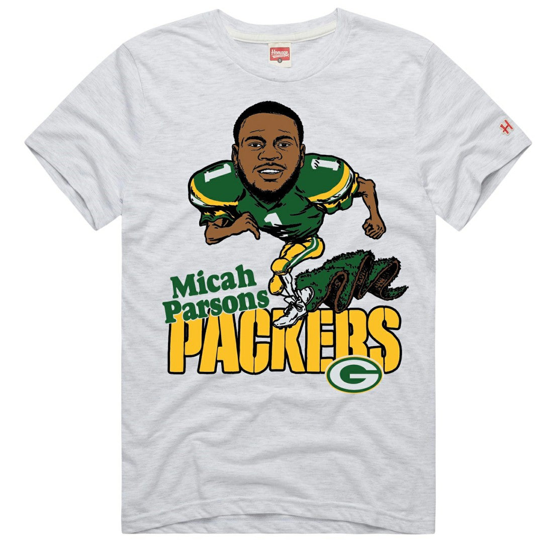 Micah Parsons Green Bay Packers Homage Unisex Caricature Player Graphic Tri-Blend T-Shirt - Ash - NFL