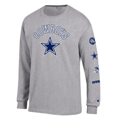 Dallas Cowboys Champion Seal Long Sleeve T-Shirt - Heather Gray - NFL
