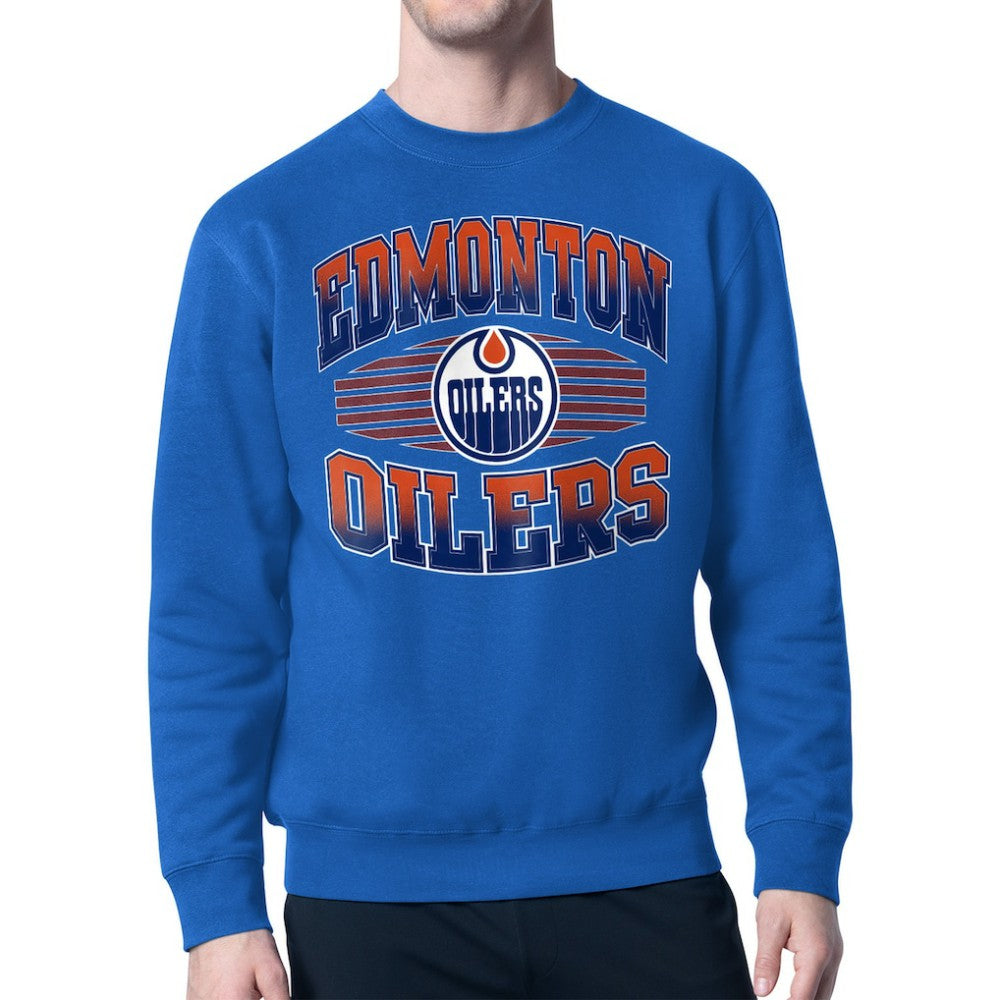 Edmonton Oilers Starter Team Grit Graphic Fleece Pullover Sweatshirt - Royal | NHL Lifestyle