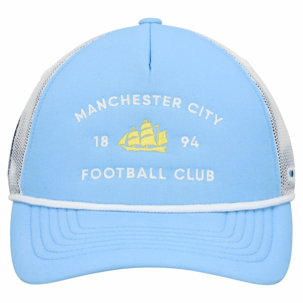 Manchester City Unisex Free Rider Trucker Snapback Hat Light Blue