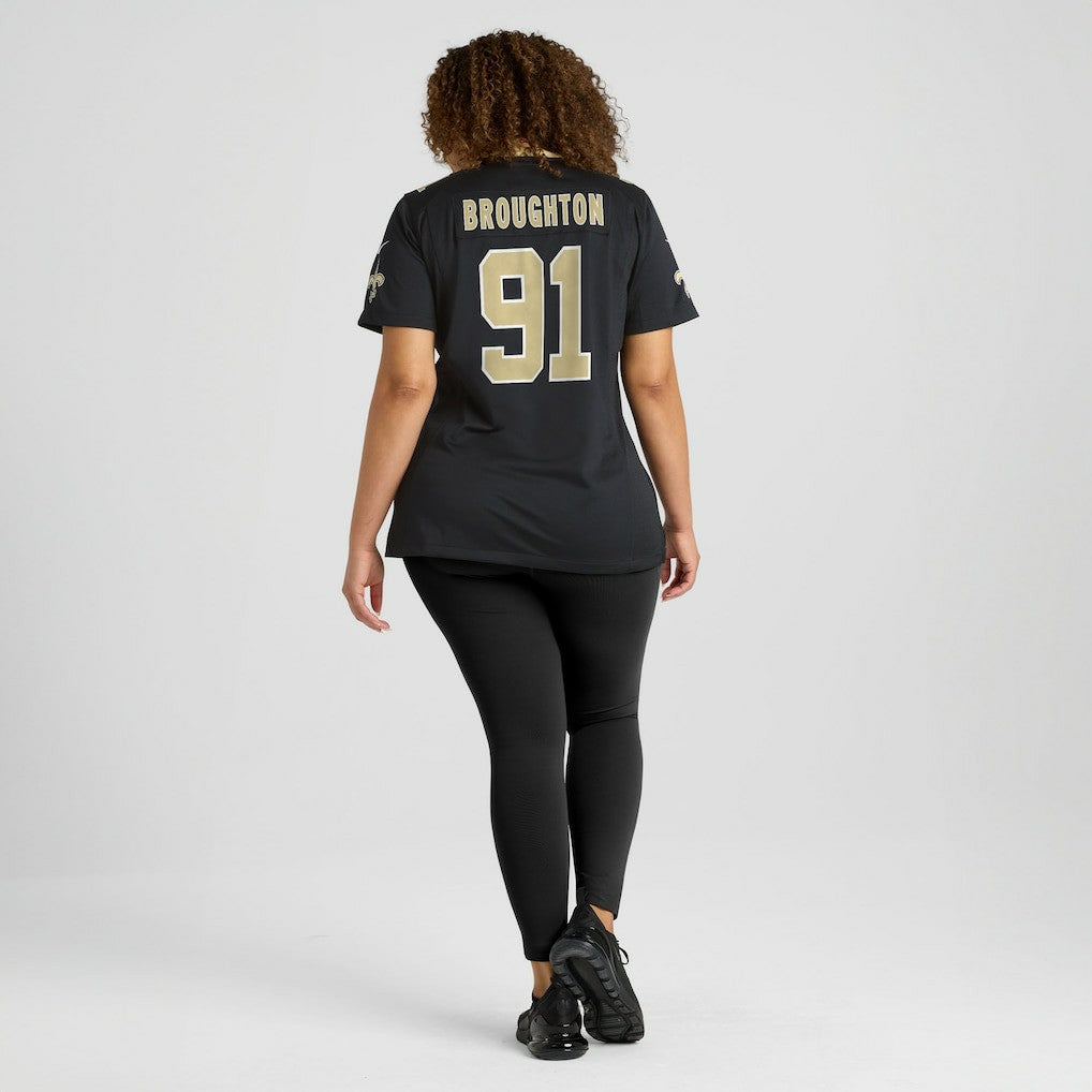 Vernon Broughton New Orleans Saints Women's Team Game Jersey - Black - Nike
