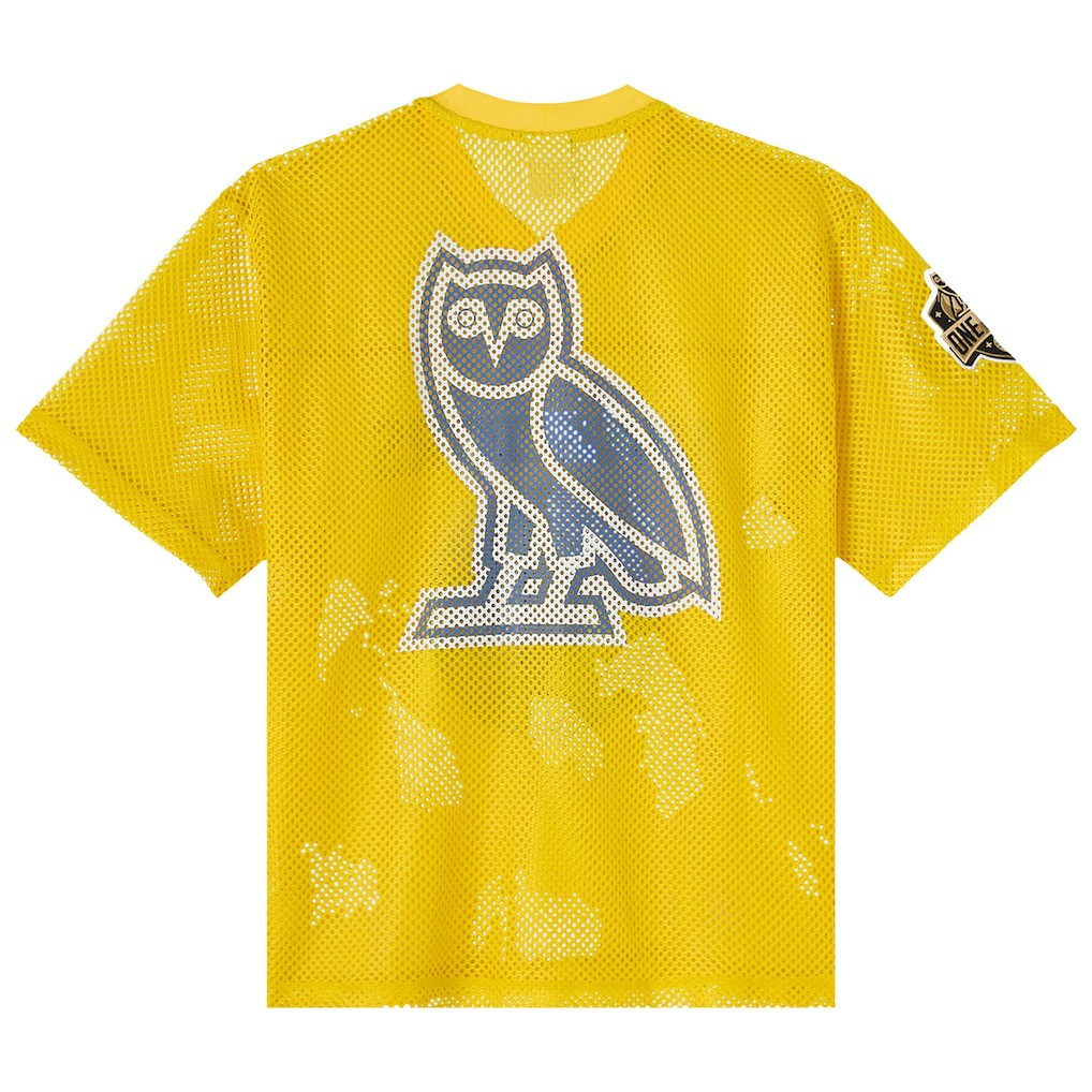 Golden State Warriors OVO x NBA Mesh Football Fashion Jersey Gold