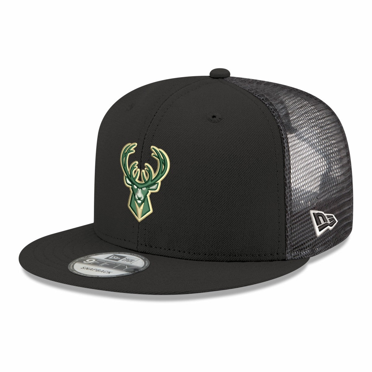 New Era Milwaukee Bucks Core Logo Meshback 9FIFTY Snapback Hat Black