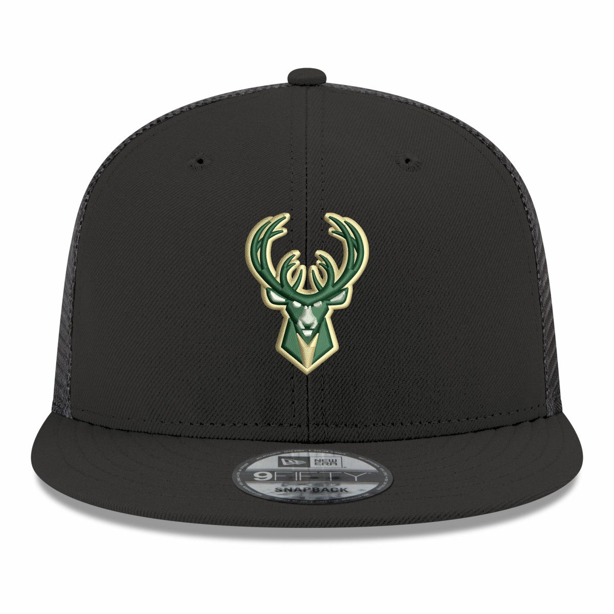 New Era Milwaukee Bucks Core Logo Meshback 9FIFTY Snapback Hat Black