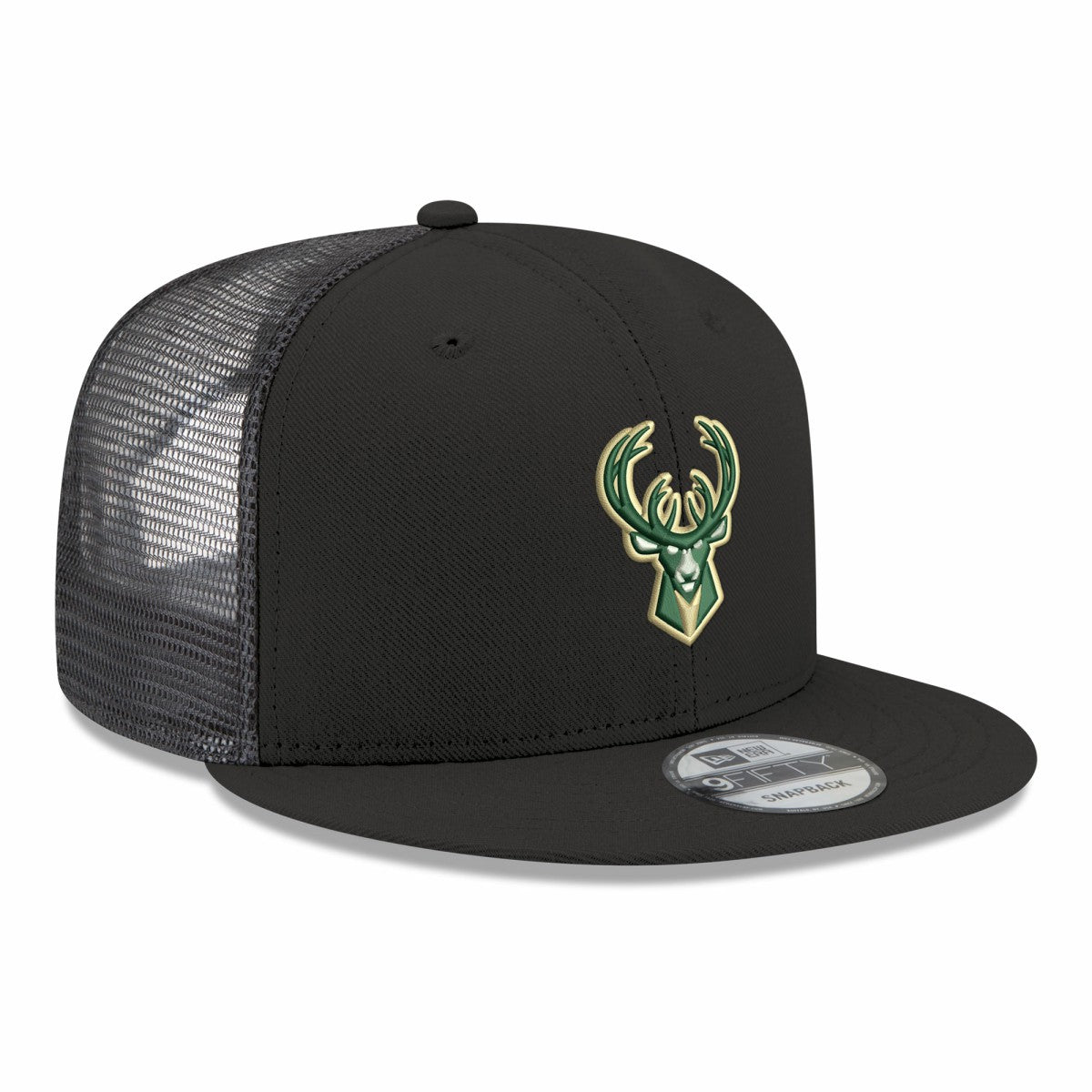 New Era Milwaukee Bucks Core Logo Meshback 9FIFTY Snapback Hat Black