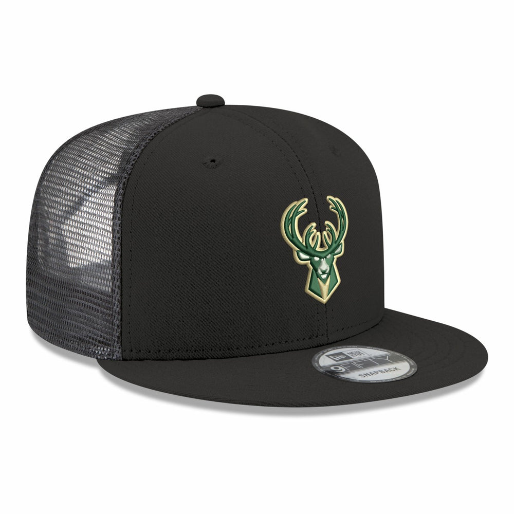 New Era Milwaukee Bucks Core Logo Meshback 9FIFTY Snapback Hat Black