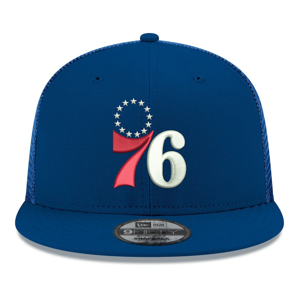 New Era Philadelphia 76ers Core Logo Meshback 9FIFTY Snapback Hat Royal