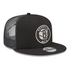 New Era Brooklyn Nets Core Logo Meshback 9FIFTY Snapback Hat Black