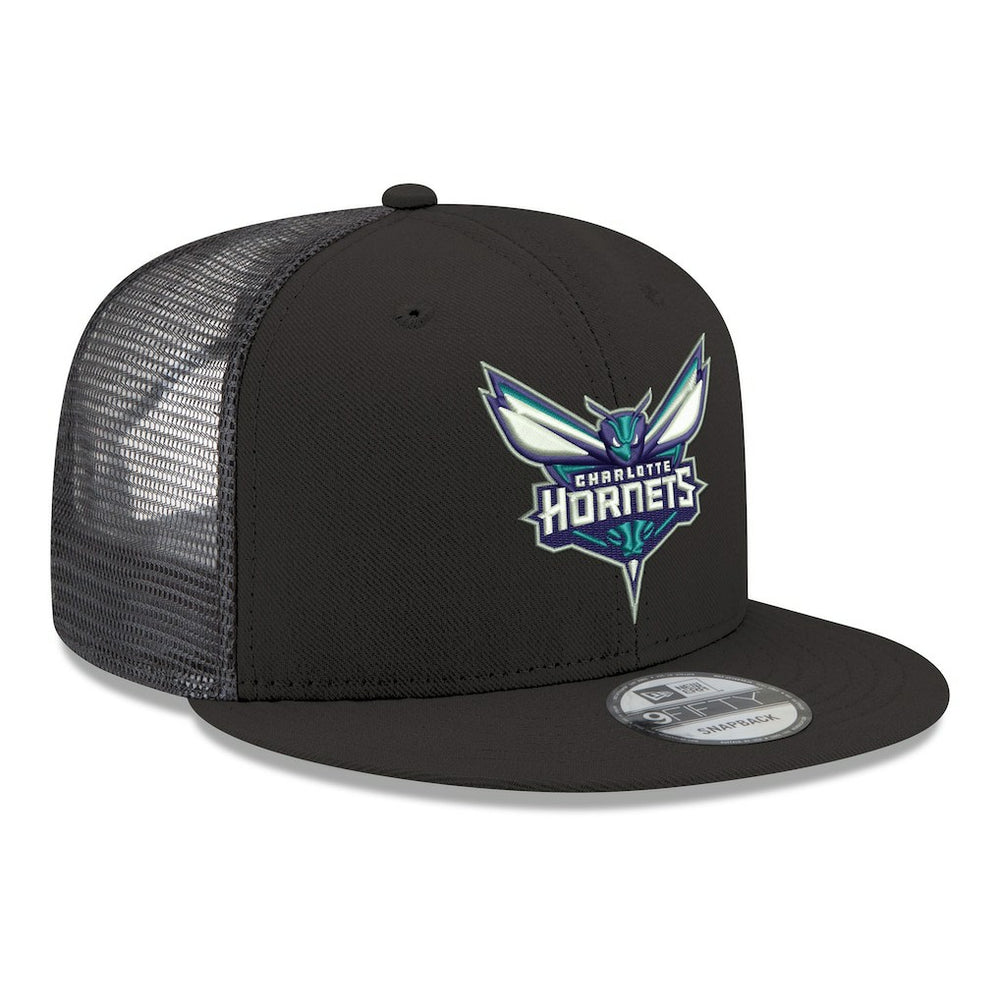 New Era Charlotte Hornets Core Logo Meshback 9FIFTY Snapback Hat Black