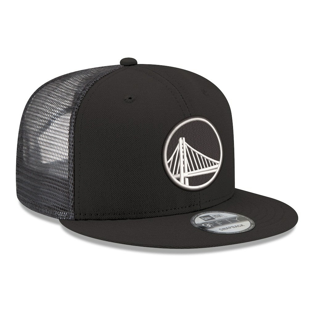New Era Golden State Warriors Core Logo Meshback 9FIFTY Snapback Hat Black
