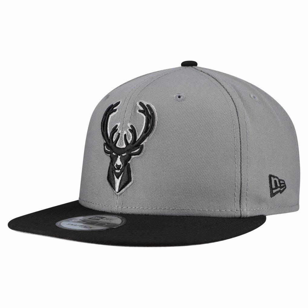 New Era Milwaukee Bucks Core Logo Storm Gray Two-Tone 9FIFTY Snapback Hat Gray
