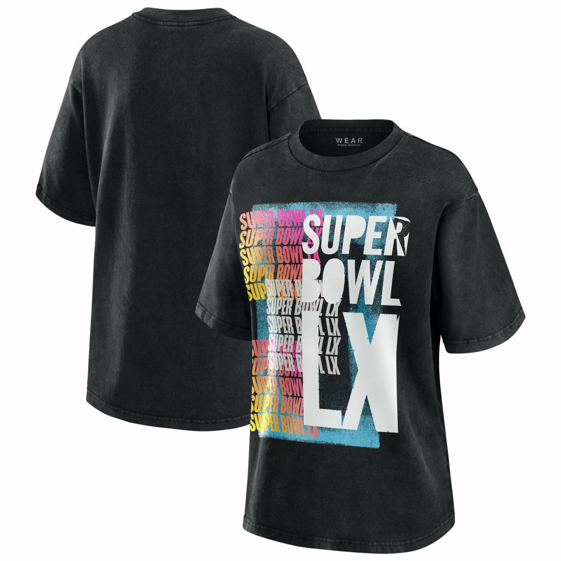 Super Bowl LX WEAR by Erin Andrews Women's Vintage Boyfriend T-Shirt - Black - NFL