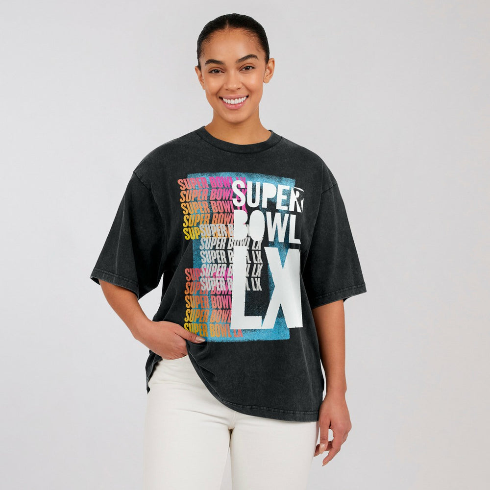 Super Bowl LX WEAR by Erin Andrews Women's Vintage Boyfriend T-Shirt - Black - NFL