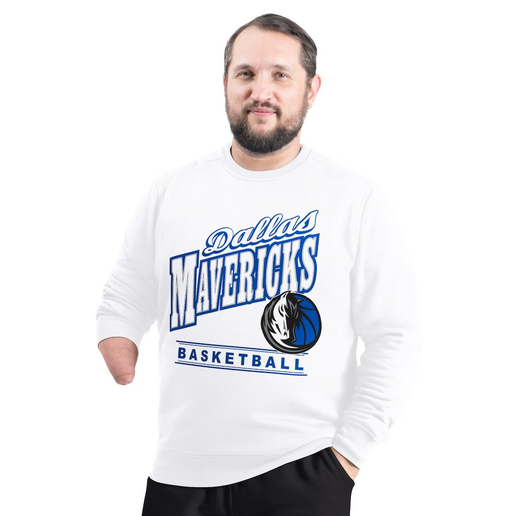 Dallas Mavericks G-III Sports by Carl Banks Adaptive Headliner Fleece Crewneck Sweatshirt White