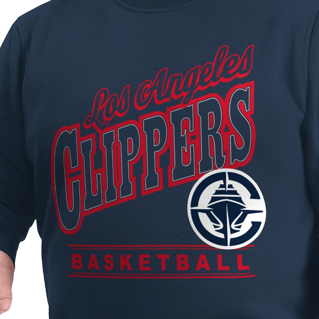 LA Clippers G-III Sports by Carl Banks Adaptive Headliner Fleece Crewneck Sweatshirt Navy