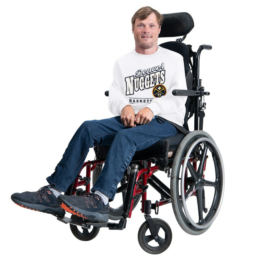 Denver Nuggets G-III Sports by Carl Banks Adaptive Headliner Fleece Crewneck Sweatshirt White
