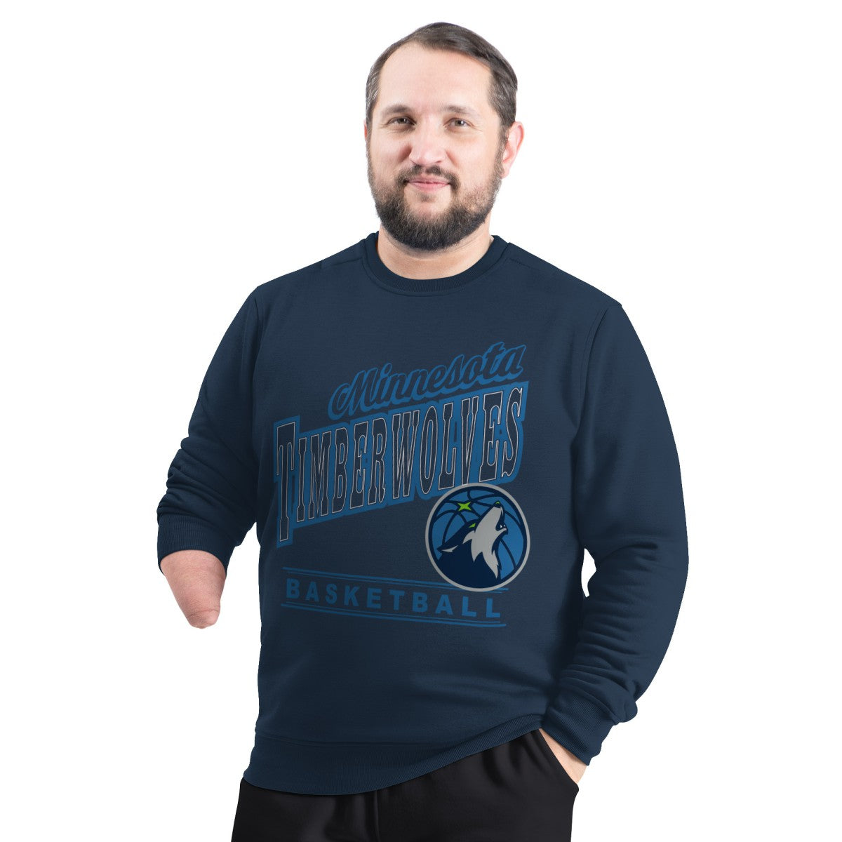 Minnesota Timberwolves G-III Sports by Carl Banks Adaptive Headliner Fleece Crewneck Sweatshirt Navy