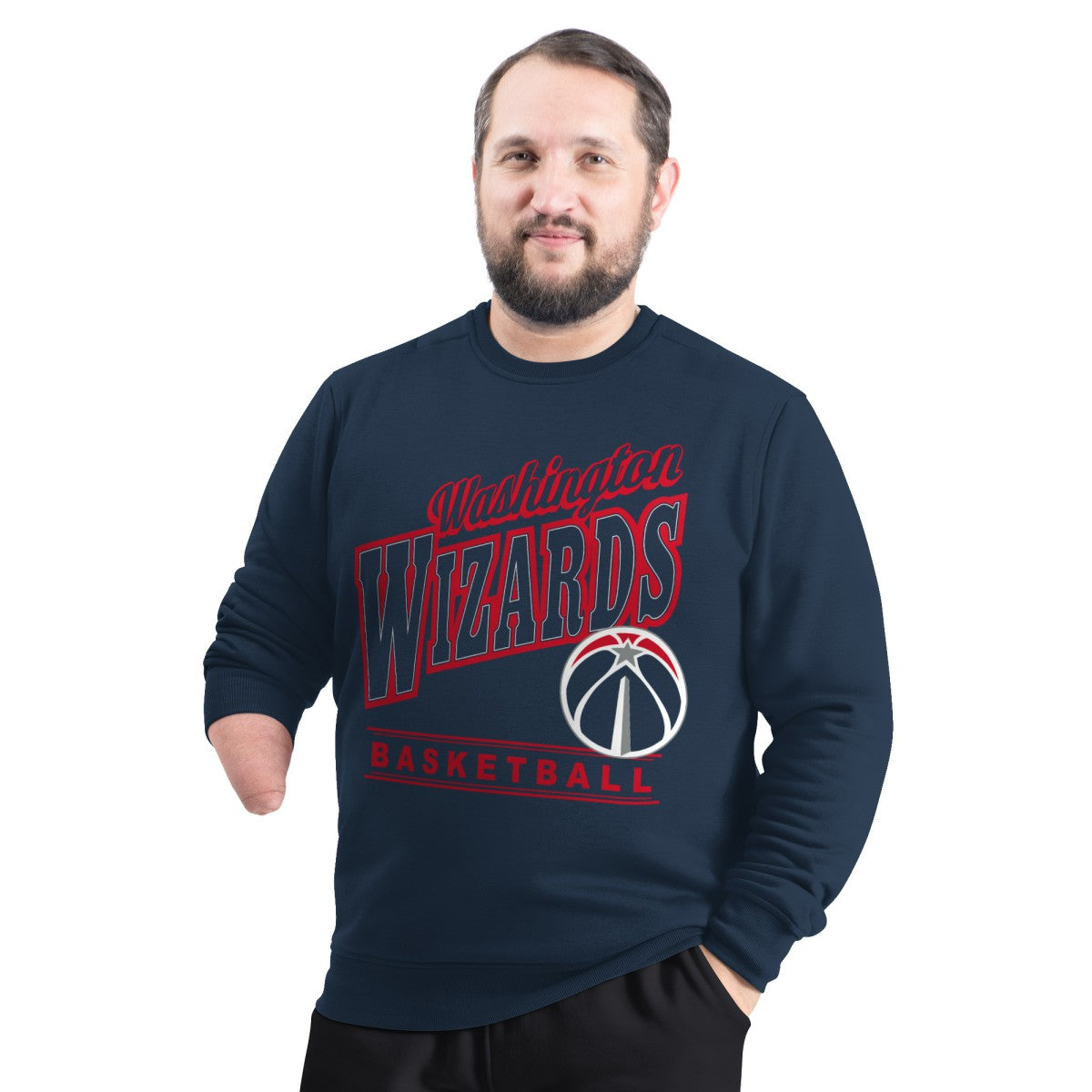 Washington Wizards G-III Sports by Carl Banks Adaptive Headliner Fleece Crewneck Sweatshirt Navy