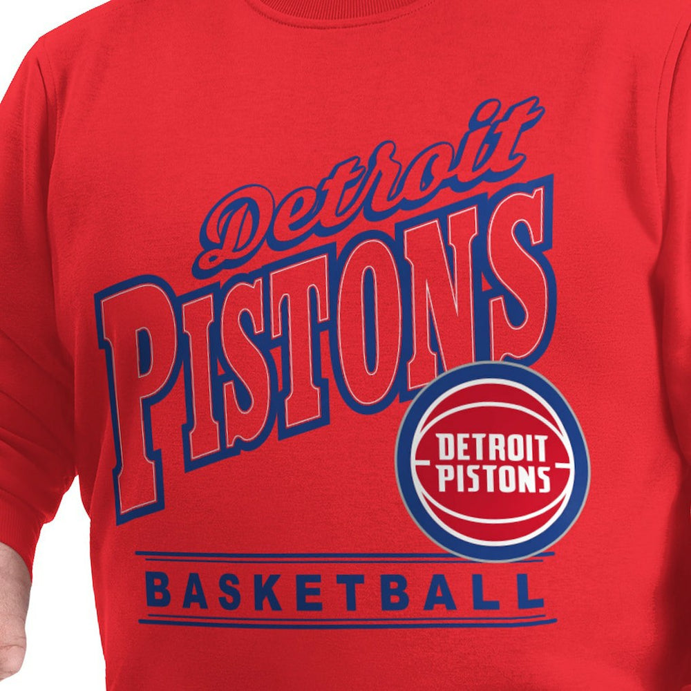 Detroit Pistons G-III Sports by Carl Banks Adaptive Headliner Fleece Crewneck Sweatshirt Red
