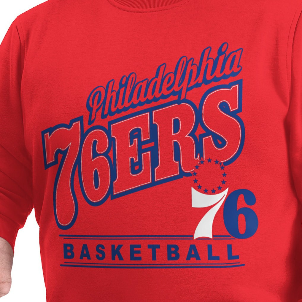 Philadelphia 76ers G-III Sports by Carl Banks Adaptive Headliner Fleece Crewneck Sweatshirt Red