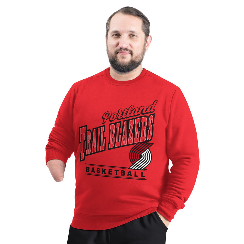 Portland Trail Blazers G-III Sports by Carl Banks Adaptive Headliner Fleece Crewneck Sweatshirt Red