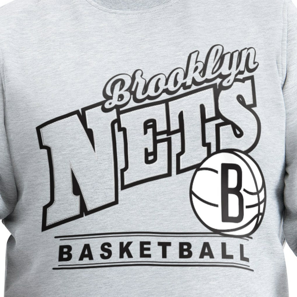 Brooklyn Nets G-III Sports by Carl Banks Adaptive Headliner Fleece Crewneck Sweatshirt Gray