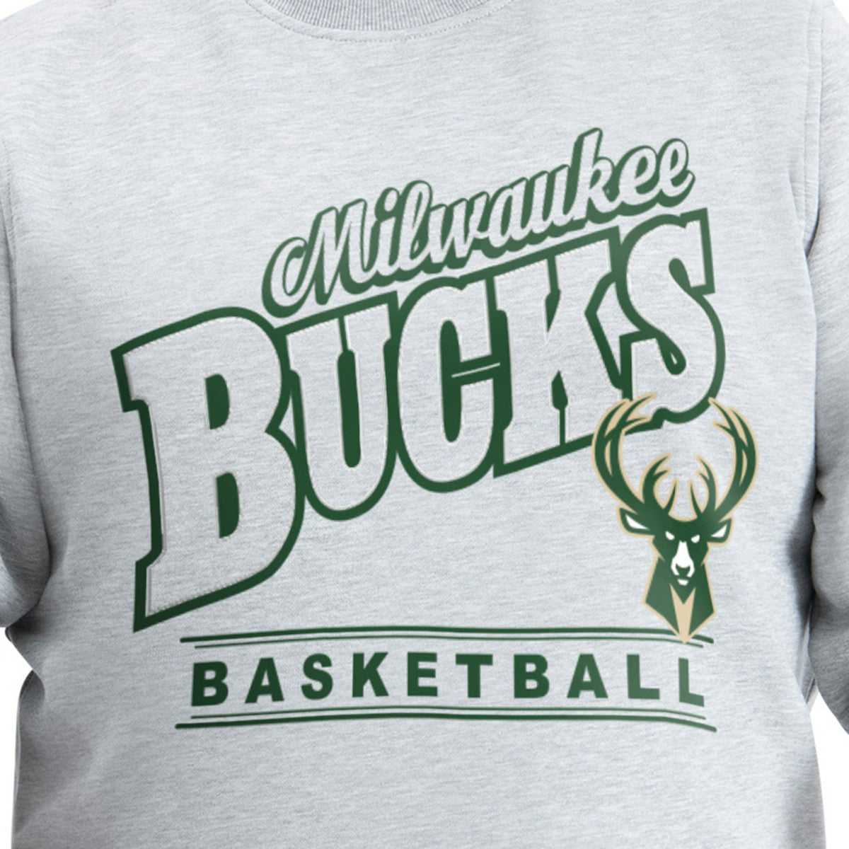 Milwaukee Bucks G-III Sports by Carl Banks Adaptive Headliner Fleece Crewneck Sweatshirt Gray