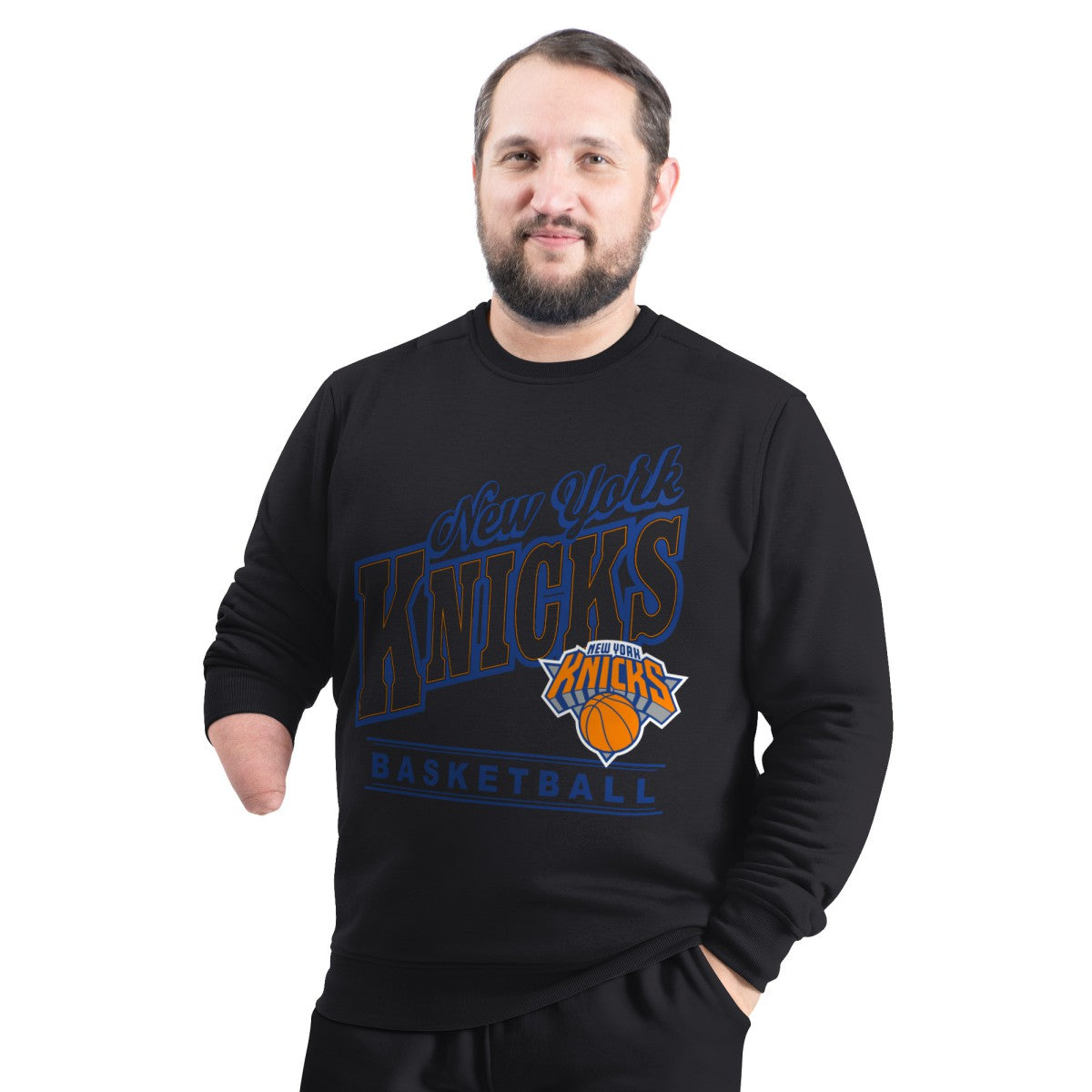 New York Knicks G-III Sports by Carl Banks Adaptive Headliner Fleece Crewneck Sweatshirt Black
