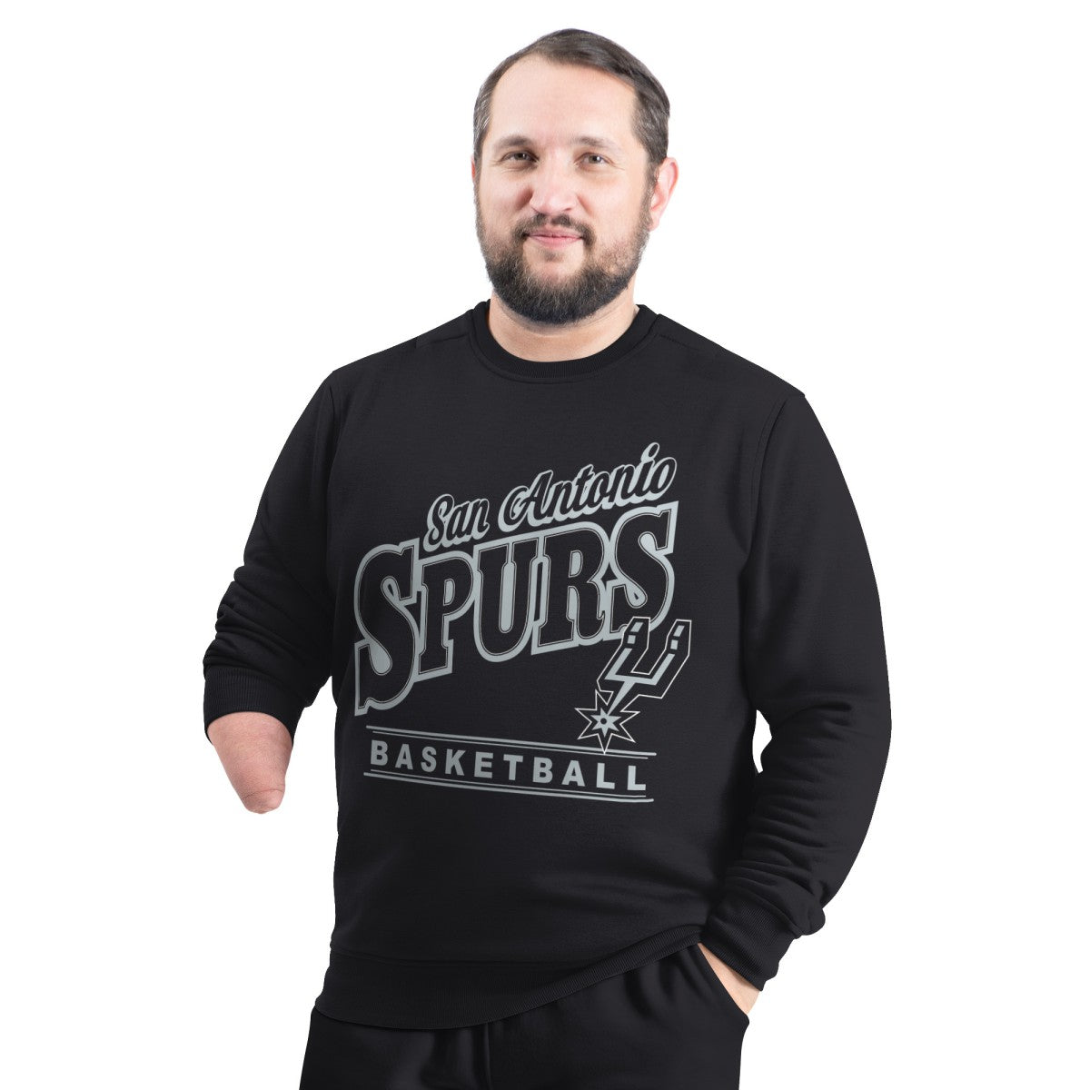 San Antonio Spurs G-III Sports by Carl Banks Adaptive Headliner Fleece Crewneck Sweatshirt Black