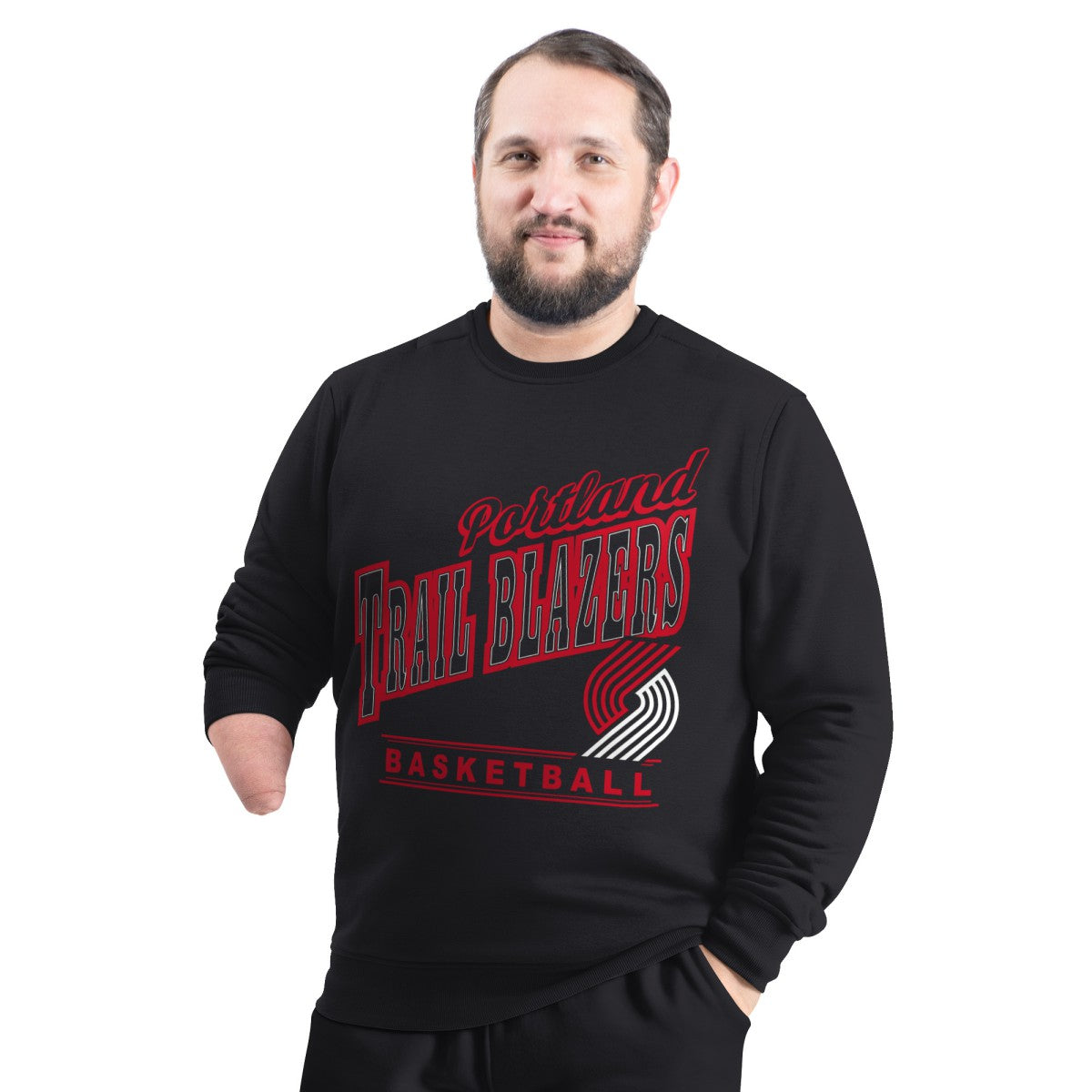 Portland Trail Blazers G-III Sports by Carl Banks Adaptive Headliner Fleece Crewneck Sweatshirt Black
