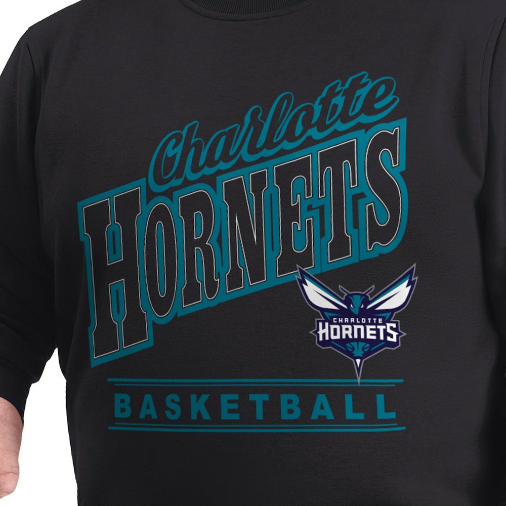 Charlotte Hornets G-III Sports by Carl Banks Adaptive Headliner Fleece Crewneck Sweatshirt Black
