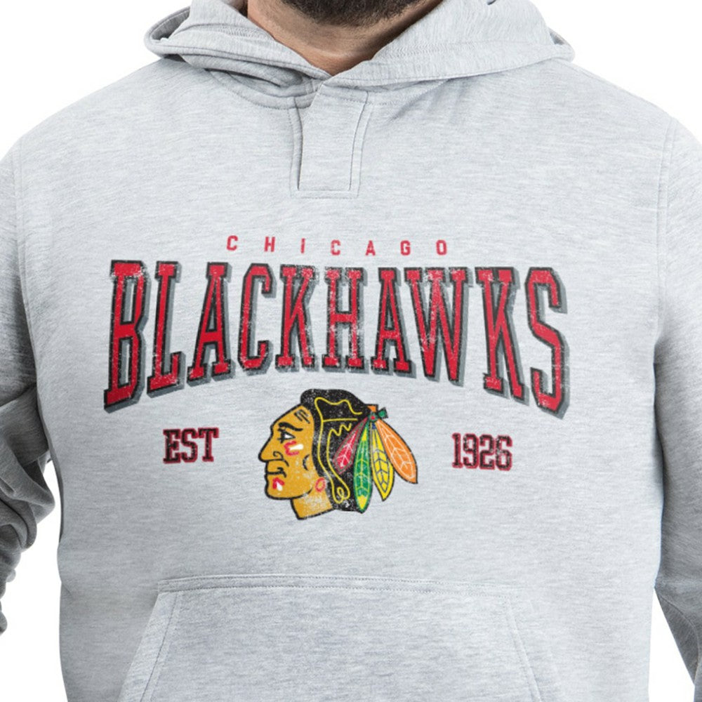 Chicago Blackhawks G-III Sports by Carl Banks Adaptive Classic Team Spirit Fleece Hoodie - Gray | NHL Lifestyle