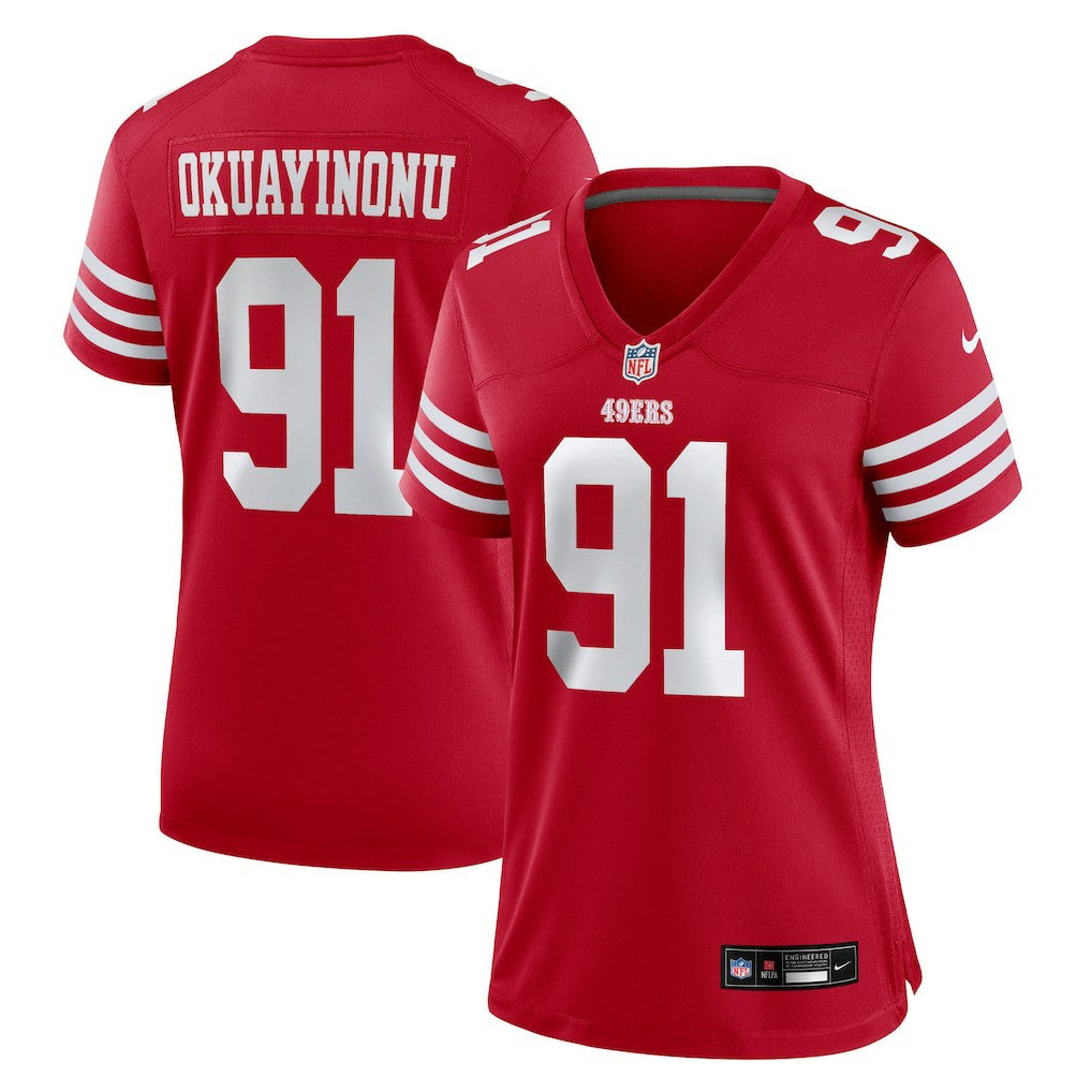 Sam Okuayinonu San Francisco 49ers Women's Team Game Jersey - Scarlet - Nike