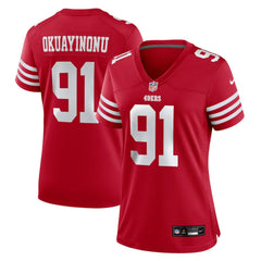 Sam Okuayinonu San Francisco 49ers Women's Team Game Jersey - Scarlet - Nike