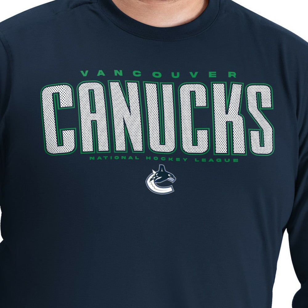 Vancouver Canucks G-III Sports by Carl Banks Adaptive Mesh Effect Long Sleeve T-Shirt - Blue | NHL Clearance