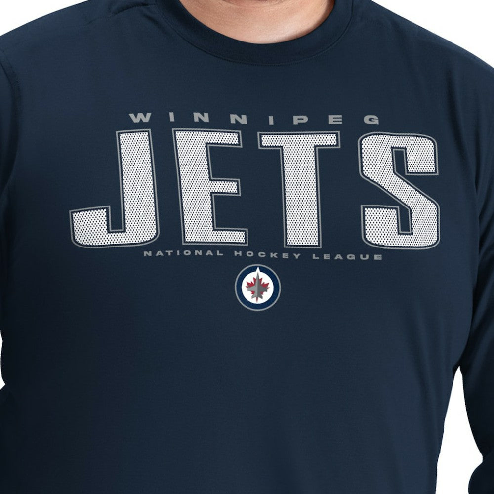 Winnipeg Jets G-III Sports by Carl Banks Adaptive Mesh Effect Long Sleeve T-Shirt - Navy | NHL Clearance
