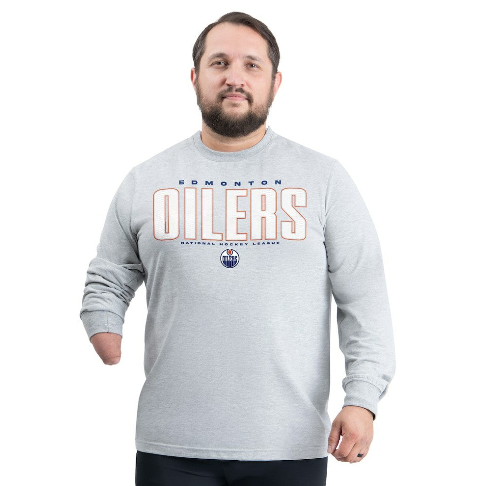 Edmonton Oilers G-III Sports by Carl Banks Adaptive Mesh Effect Long Sleeve T-Shirt - Gray | NHL Clearance