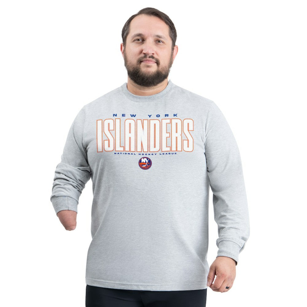 New York Islanders G-III Sports by Carl Banks Adaptive Mesh Effect Long Sleeve T-Shirt - Gray | NHL sale