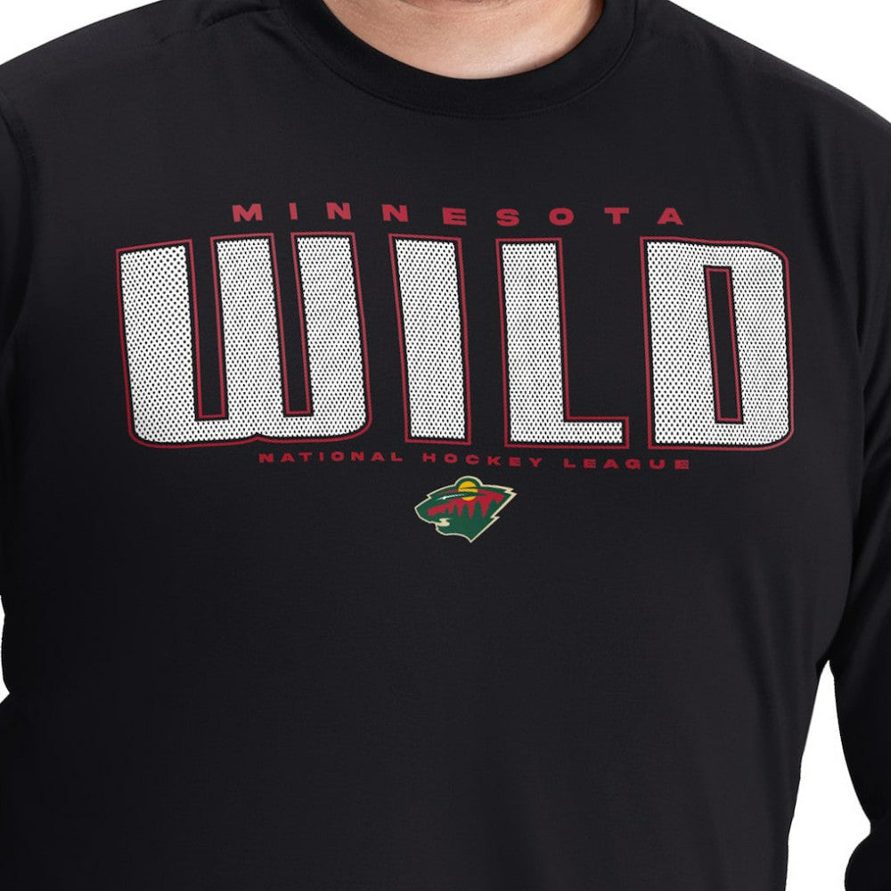 Minnesota Wild G-III Sports by Carl Banks Adaptive Mesh Effect Long Sleeve T-Shirt - Black | NHL Lifestyle