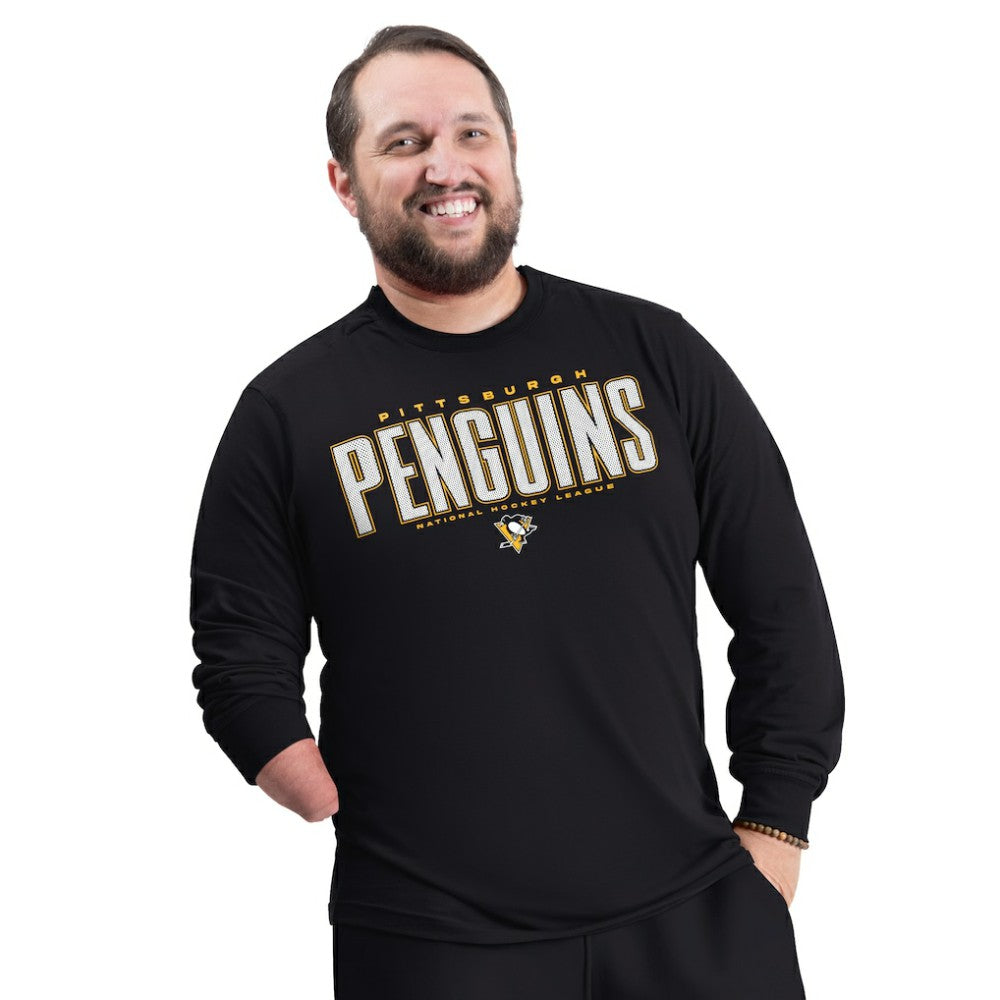 Pittsburgh Penguins G-III Sports by Carl Banks Adaptive Mesh Effect Long Sleeve T-Shirt - Black | NHL near me