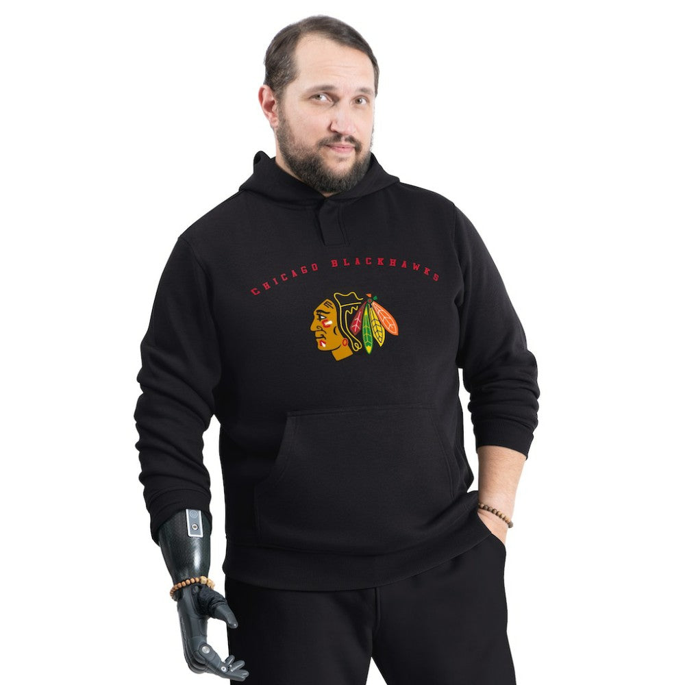 Chicago Blackhawks G-III Sports by Carl Banks Adaptive Classic Team Arc Fleece Hoodie - Black | NHL Clearance