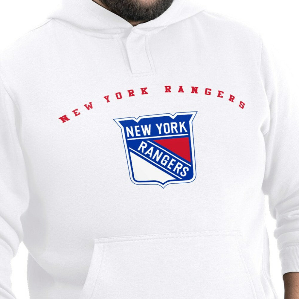 New York Rangers G-III Sports by Carl Banks Adaptive Classic Team Arc Fleece Hoodie - White | NHL Clearance